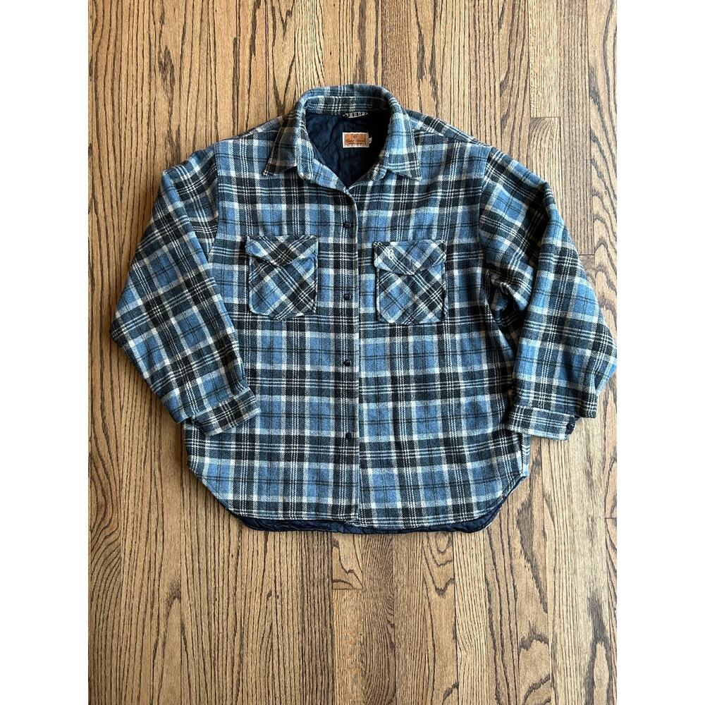 Conte of Florence Long Sleeve Button Up Shirt Jacket Warm Fleece Lined Sz XL